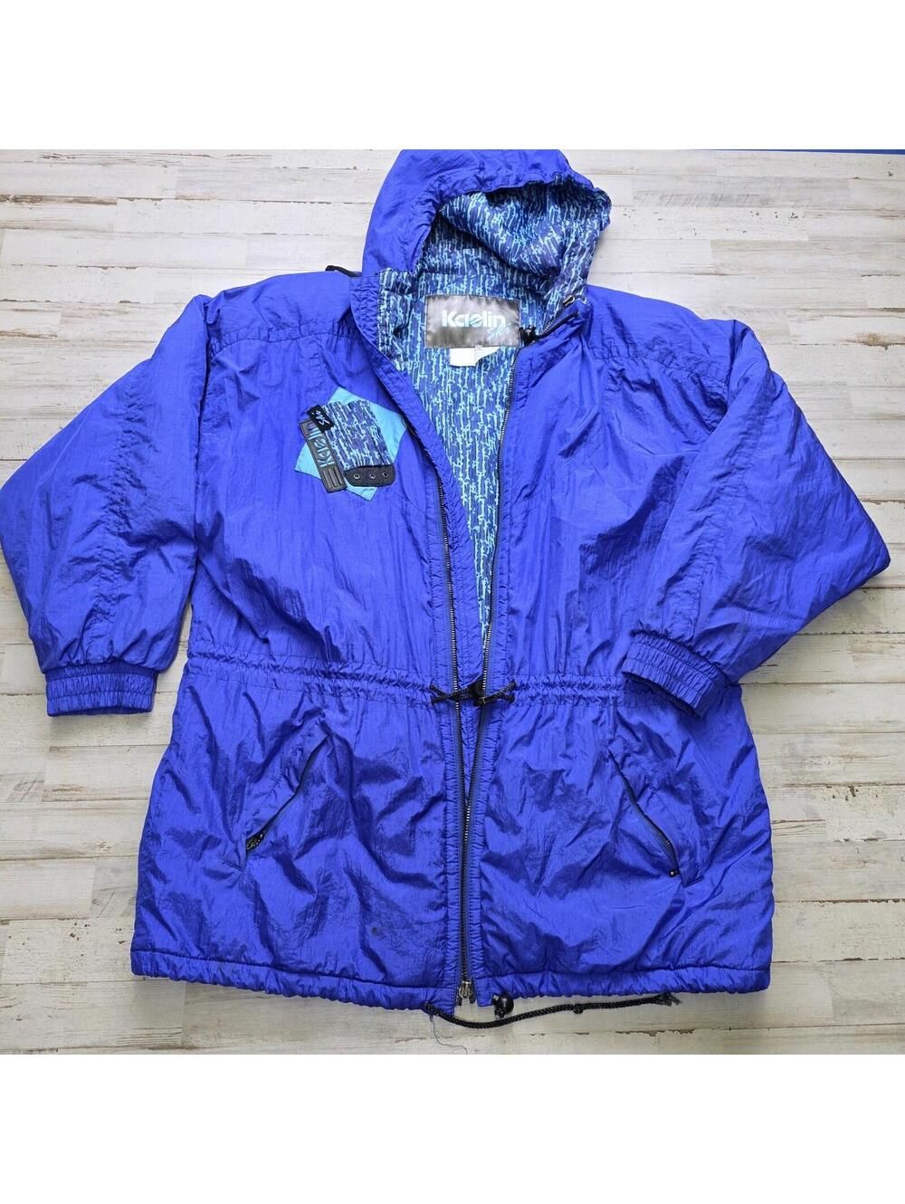 Vintage Kaelin 1980s Ski Jacket 90s Coat Blue & Retro XL - *Broken Zipper*